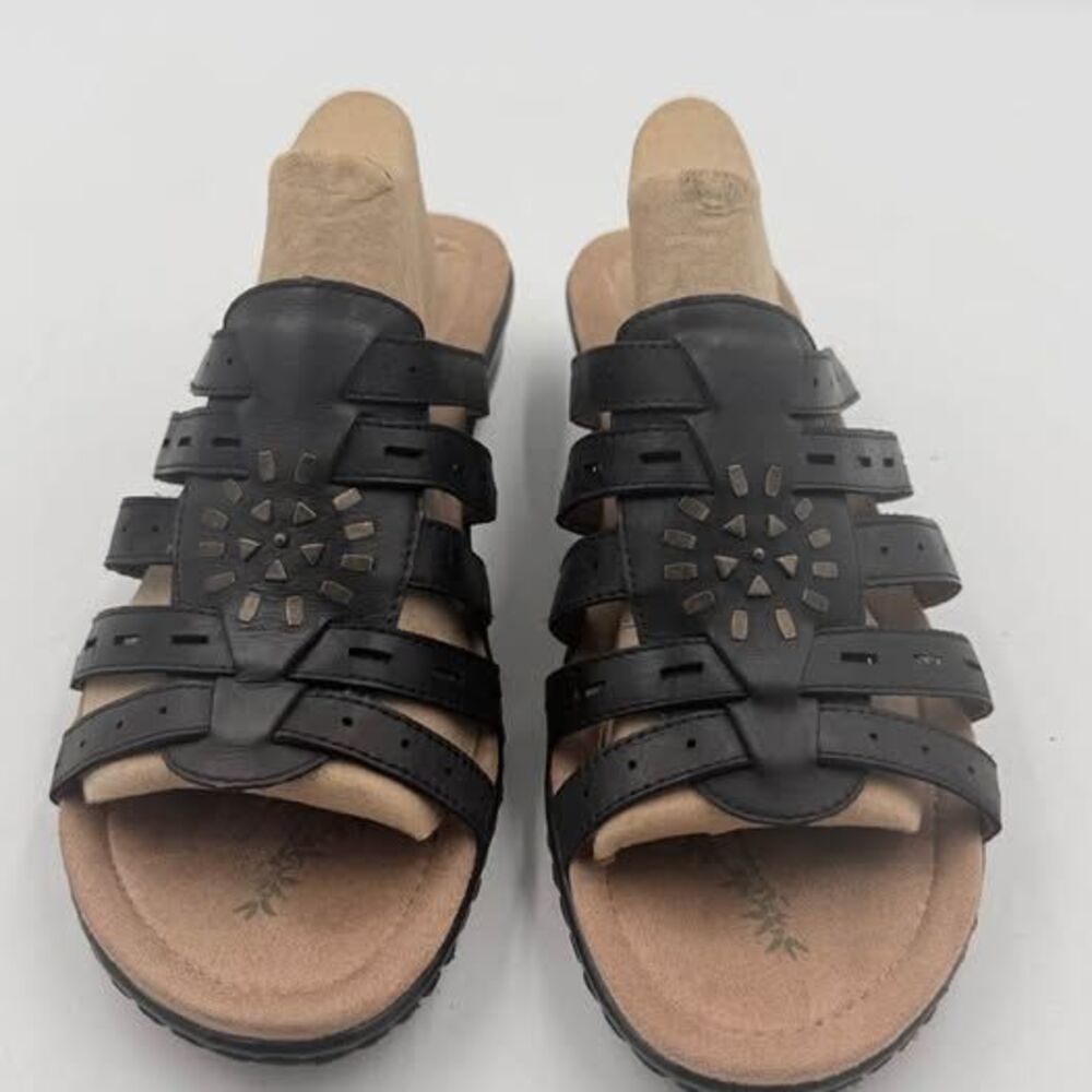 Easy Spirit Black Leather Slide Sandals US 9.5 M